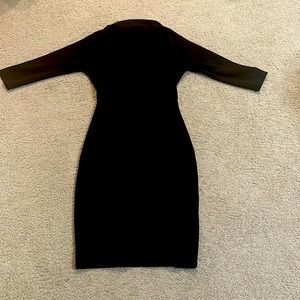 Belle Badgley Mischka Draped Boat Neck 3/4 Sleeve Blouson Dress